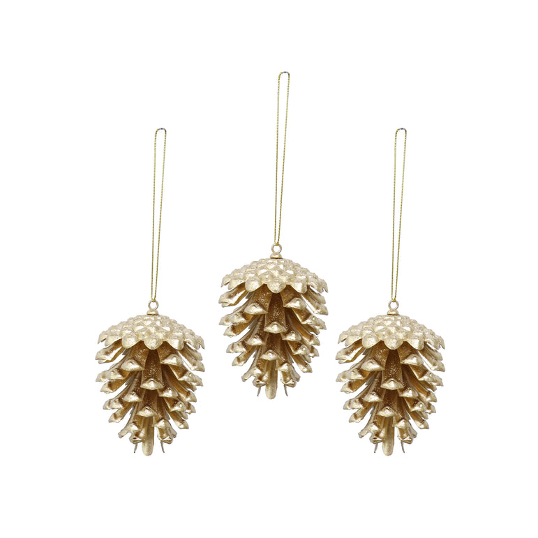 Pine Cones Matte Metallic Hanging Cones (3pk)