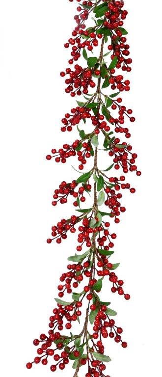 Deluxe Berry Leaf Garland 130cm