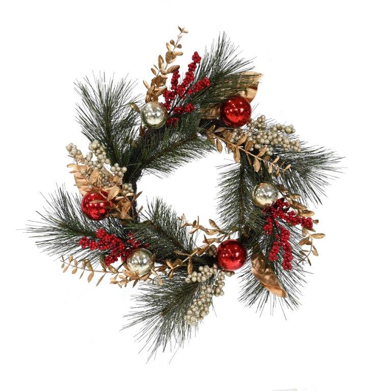 Pine Wreath with Baubles 50cm