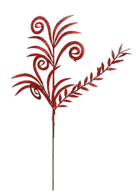 Curly Glitter Fern Pick 50cm Asst