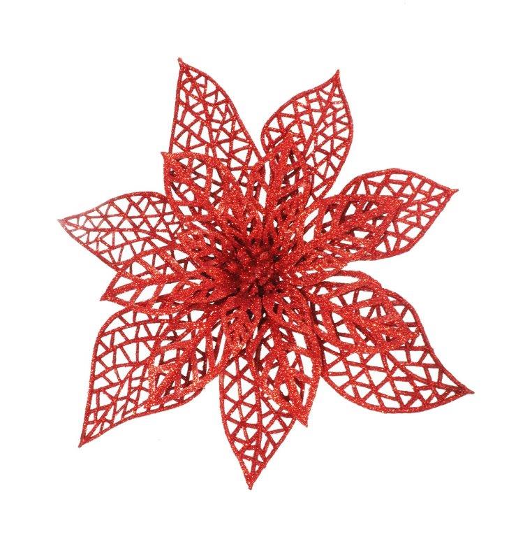 Poinsettia Glitter Wire Clip