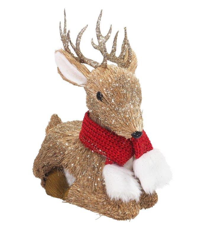 Sitting Reindeer Velvet Bow Collar