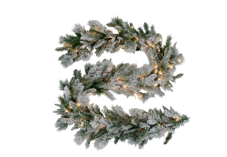 Flocked Emerald Angel Garland PRE LIT 2.7m