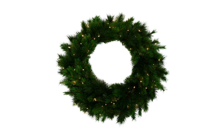 PRE LIT Wreath 76cm New York Spruce
