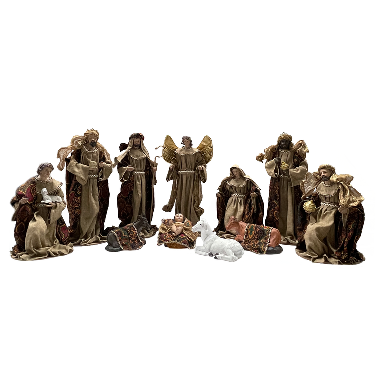 Nativity 11 Piece Set (Polyresin with Fabric)