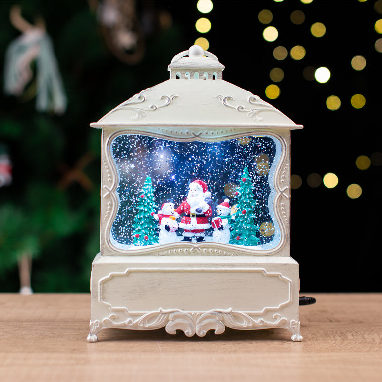 Glitter Swirl Musical White Lantern