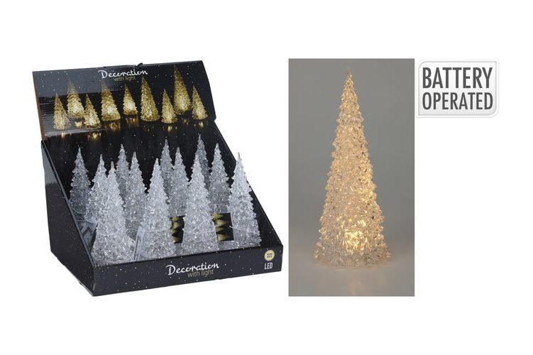 LED Tree Acrylic W/White LED 27Cm  AND 21CM B/O