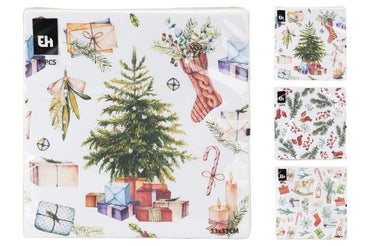 Christmas Napkins 16Pcs 33X33Cm European 3Ass design prints