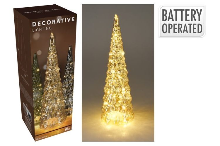 Tree 24Cm Glass With 10LED Amber B/O
