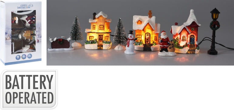 LED Christmas Village winter scenery 10 Piece  BOP