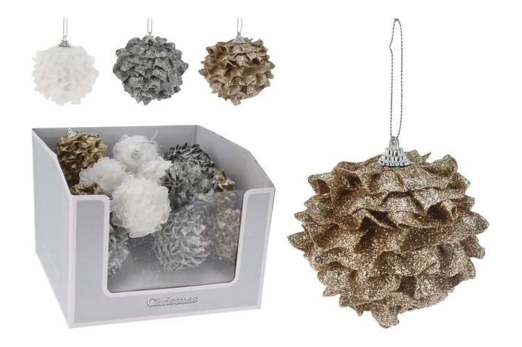 Bauble 8Cm Pinecone 3 Ass
