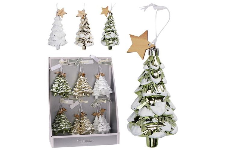 Tree Ornaments Bows and trees hanging decorations asst colours and shapes