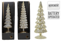 LED Tree Glass 36Cm Silver OR AMBER  B/O 4 Ass