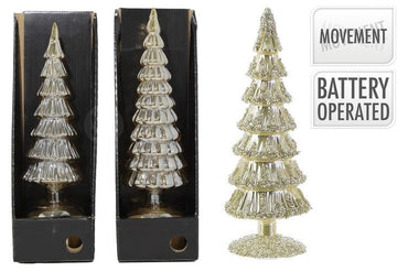 LED Tree Glass 36Cm Silver OR AMBER  B/O 4 Ass