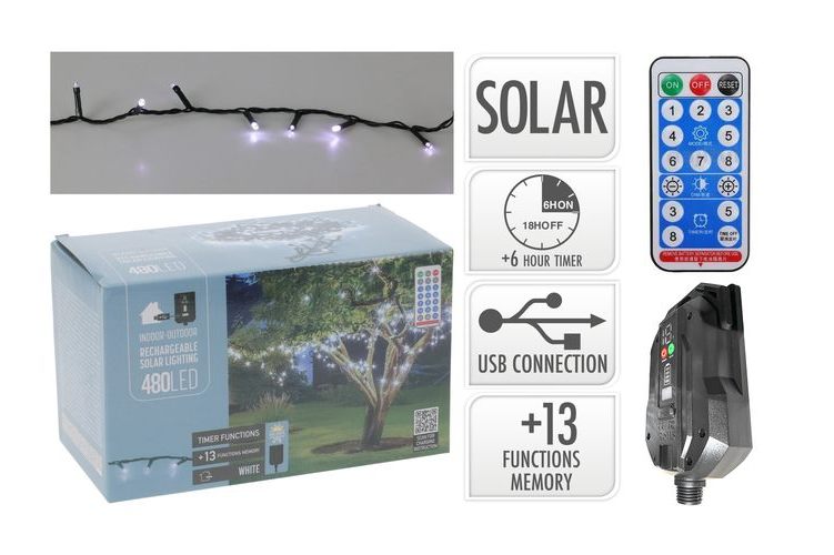 Solar String 480 / 800 LED Multi or cool white /22M / 16m