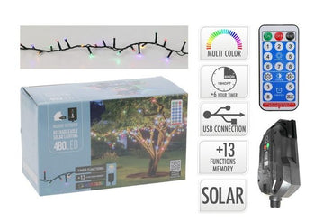 Solar String 480 / 800 LED Multi or cool white /22M / 16m