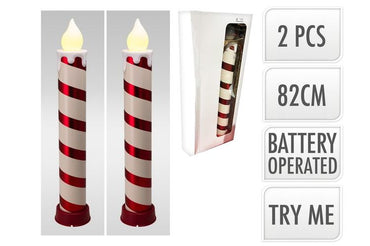 Candle 15X82Cm S2 Red/White OR Gold/White B/O IP44 INDOOR OUTDOOR
