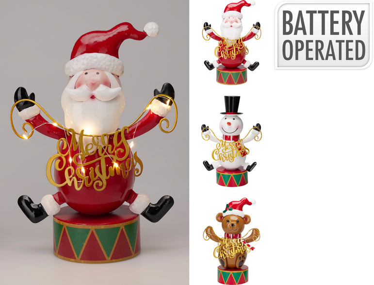 Christmas Decoration Santa /Snowman/Bear With LED 28Cm B/O