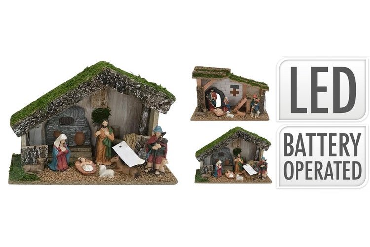 LED Nativity Scene 7PCS  30cm  /  8 PCS 50CM  5 WARM WHITE LED BOP