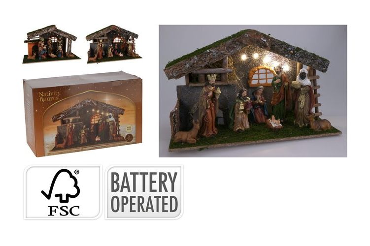 LED Nativity Scene 7PCS  30cm  /  8 PCS 50CM  5 WARM WHITE LED BOP