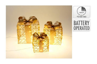 LED 3 Piece Giftbox 45LED Gold 17/23/30  OR  20/30/40CM 90 LEDB/O