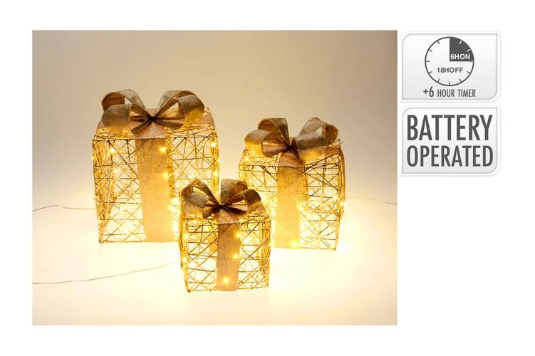 LED 3 Piece Giftbox 45LED Gold 17/23/30  OR  20/30/40CM 90 LEDB/O