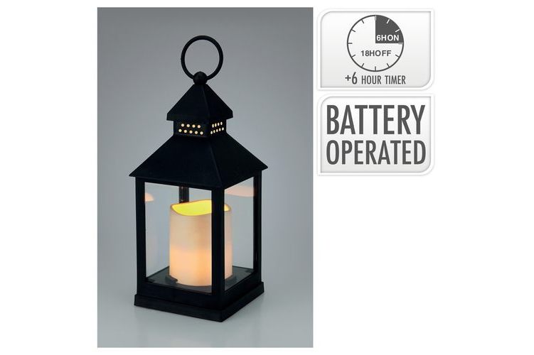 LED Lantern LED Candle 23.5Cm B/O RED /Black