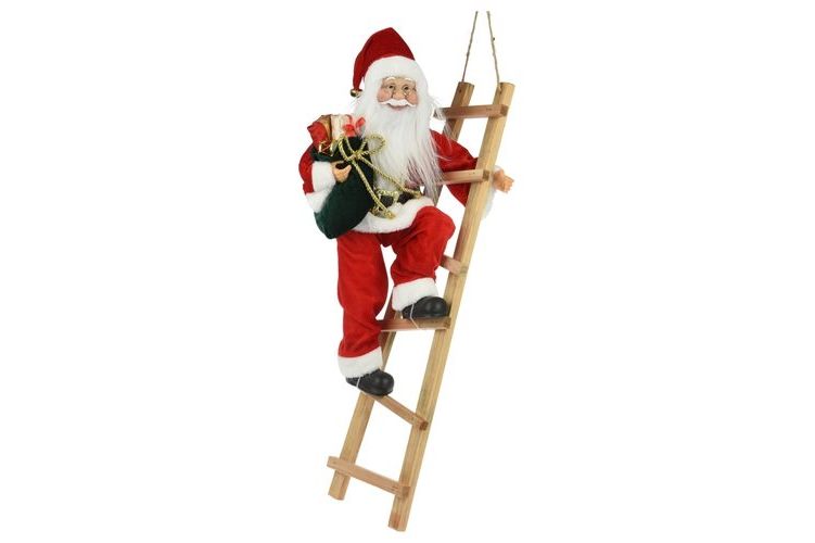 Santa Standing On Ladder Red 65Cm