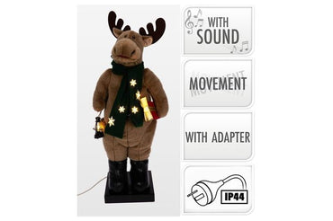 Santa  and Reindeer Moving And Music And Led Lights 110 cm collapsible body and head