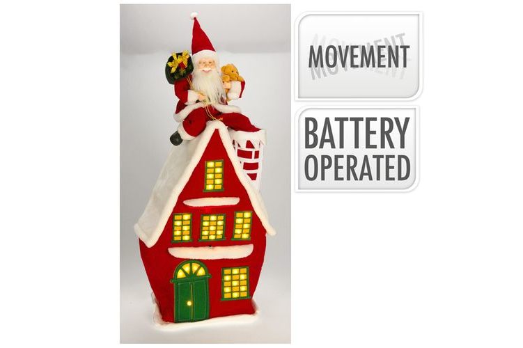 Santa motion On Red House 34LED 105Cm B/O Collapsible