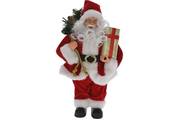 Santa Standing With Present 80cm red and white
