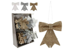 Tree Ornaments Bows and trees hanging decorations asst colours and shapes