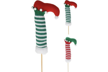 Christmas Elf Leg stocking on pick 40cm and 56cm
