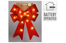 LED Door Bow RED  30cm / 61cm -3 colours RED GOLD SILVER Battery op