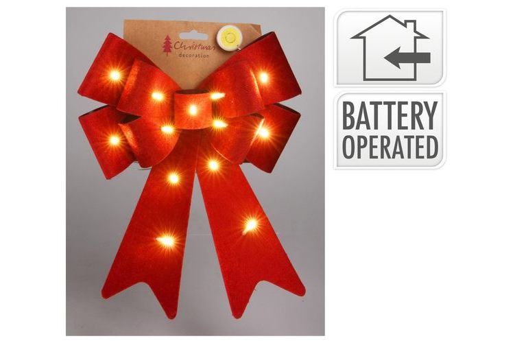 LED Door Bow RED  30cm / 61cm -3 colours RED GOLD SILVER Battery op