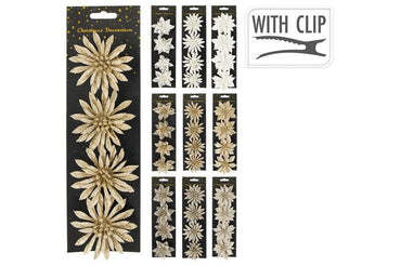 poinsettia Flower Clip On 8cm /12Cm /16cm  asst