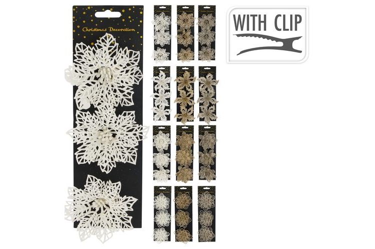 poinsettia Flower Clip On 8cm /12Cm /16cm  asst