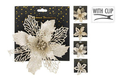 poinsettia Flower Clip On 8cm /12Cm /16cm  asst