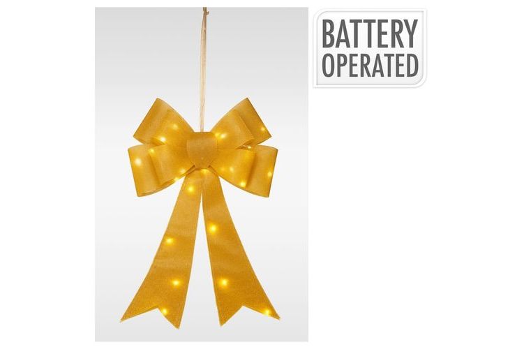 LED Door Bow RED  30cm / 61cm -3 colours RED GOLD SILVER Battery op