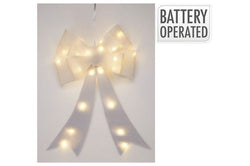 LED Door Bow RED  30cm / 61cm -3 colours RED GOLD SILVER Battery op