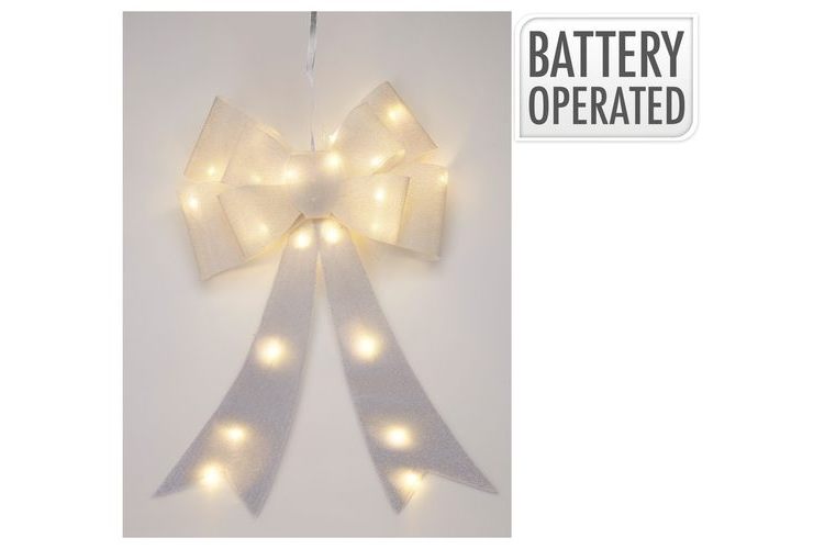 LED Door Bow RED  30cm / 61cm -3 colours RED GOLD SILVER Battery op