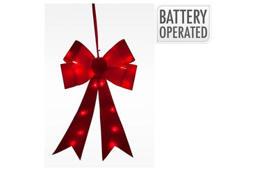 LED Door Bow RED  30cm / 61cm -3 colours RED GOLD SILVER Battery op