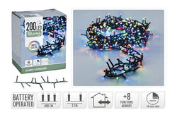 Cluster Lights 200LED Multi IP44 B/O 4M 4 colour options