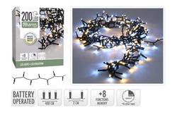 Cluster Lights 200LED Multi IP44 B/O 4M 4 colour options