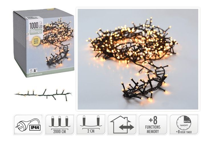 LED Cluster LIGHTS 700 LED / 1000 LED IN 5 Asst Colours outdoor indoor