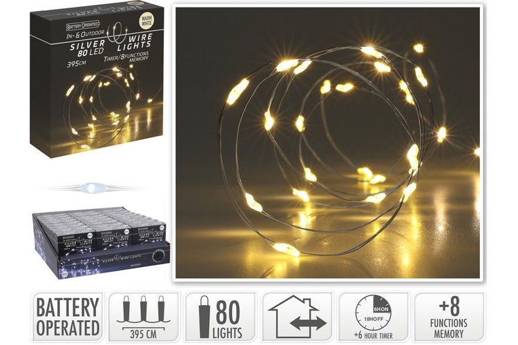 Silver Wire 80LED IP44 Warm White