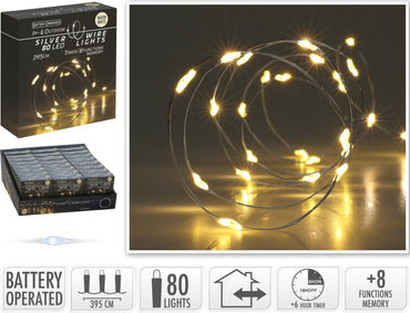 Silver Wire 80LED IP44 Warm White