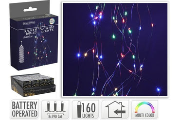Silver Wire 160 LED Cascade Multicolour