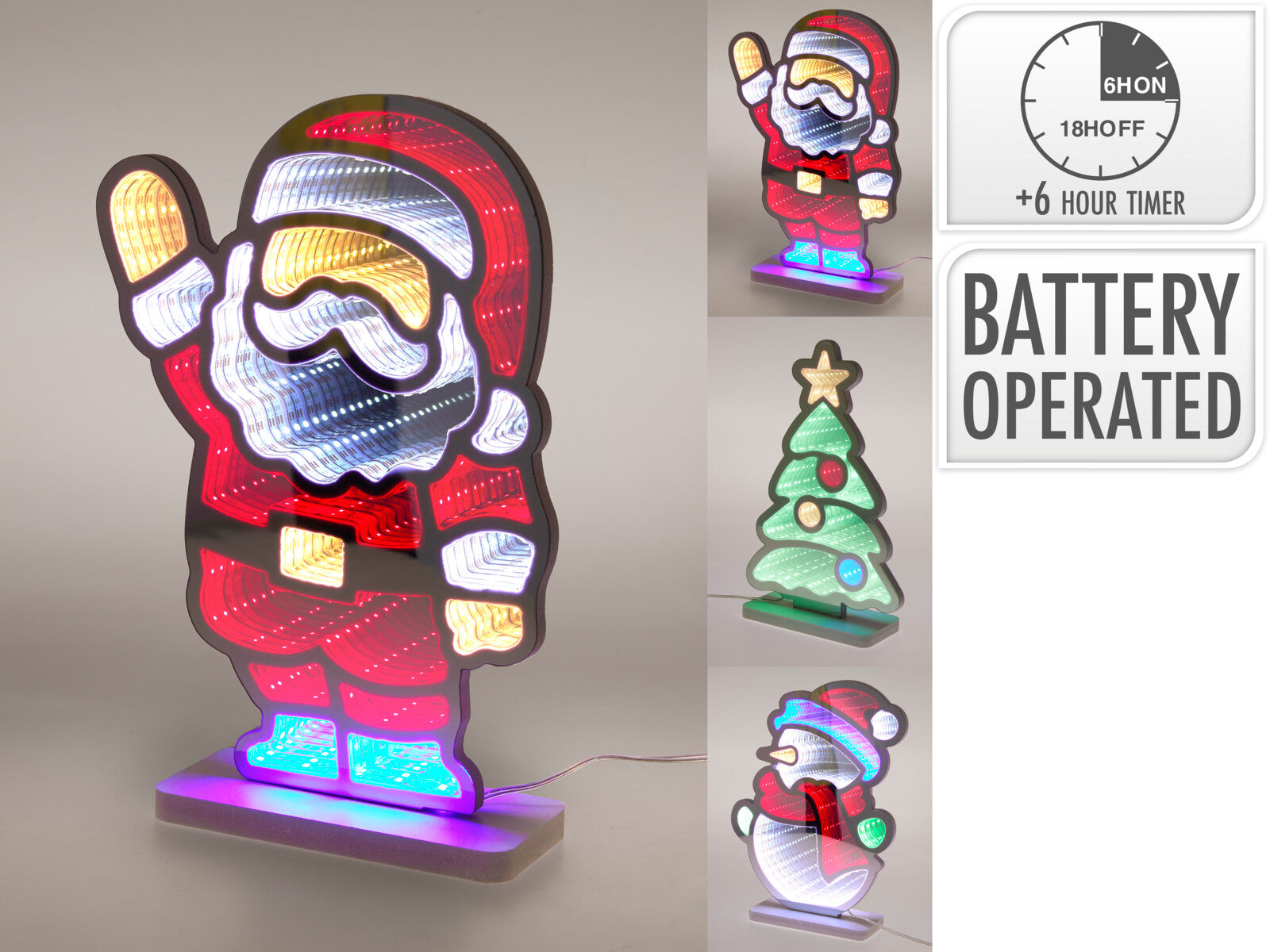 Infinity  lights 9 designs   Santa  / tree / snowman  (28cm)Deer / Elf / Candy man(37cm) Santa Snowman Gnome (45cm)