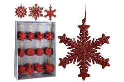 Hanging Decoration Snowflake 9 asstd designs - silver /copper / red